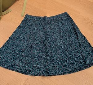 Women's Navy Dot Print A-Line Skirt